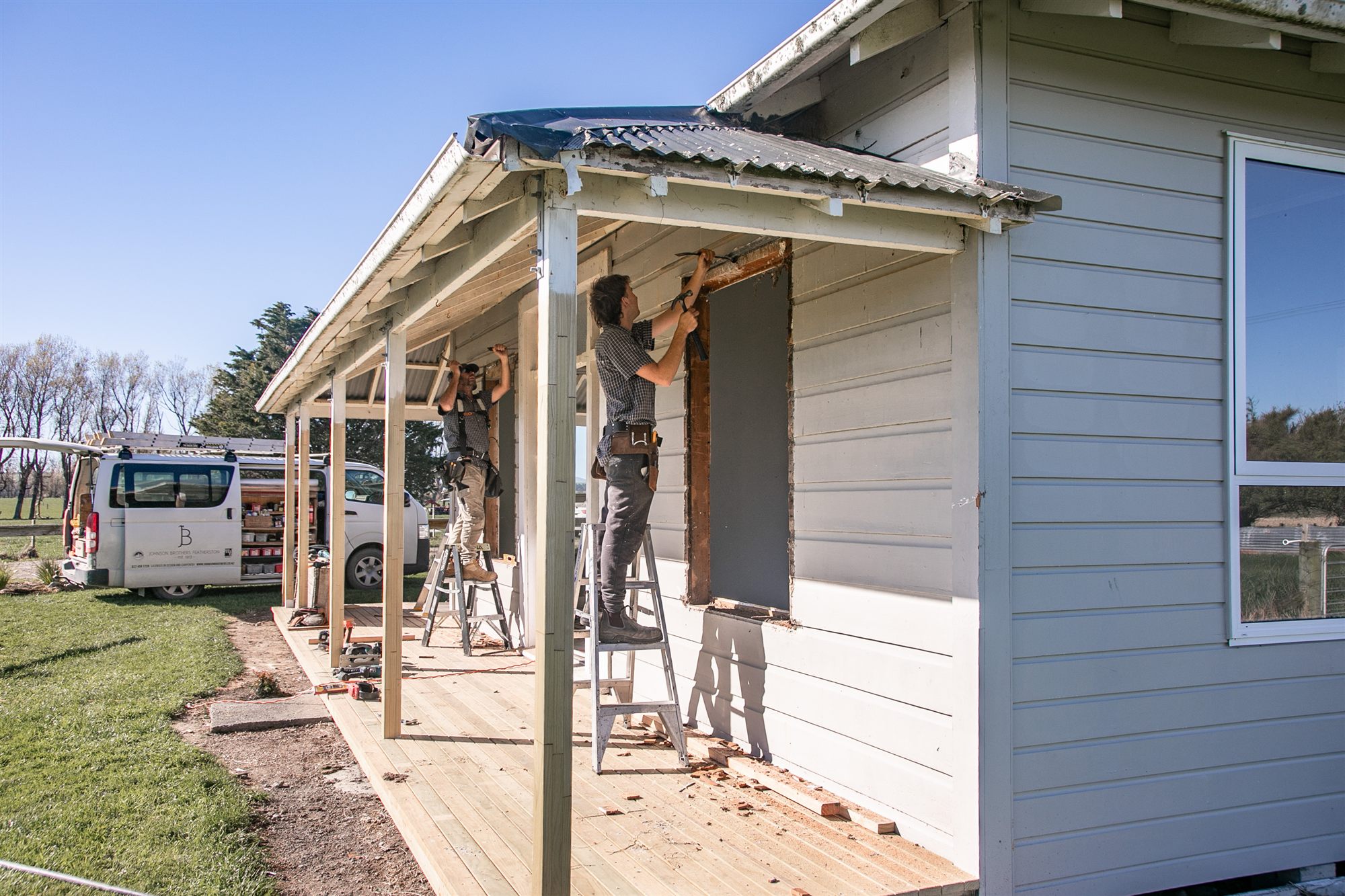 Johnson Brothers Building builders working on a veranda